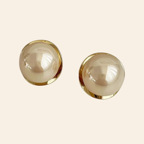 Brincos de Pérola Dourada Estilo Vintage