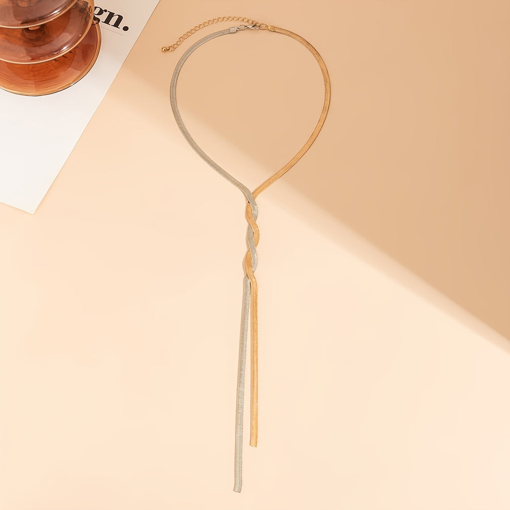 Colar com borla longa e corrente de cobra - NÓ dourado