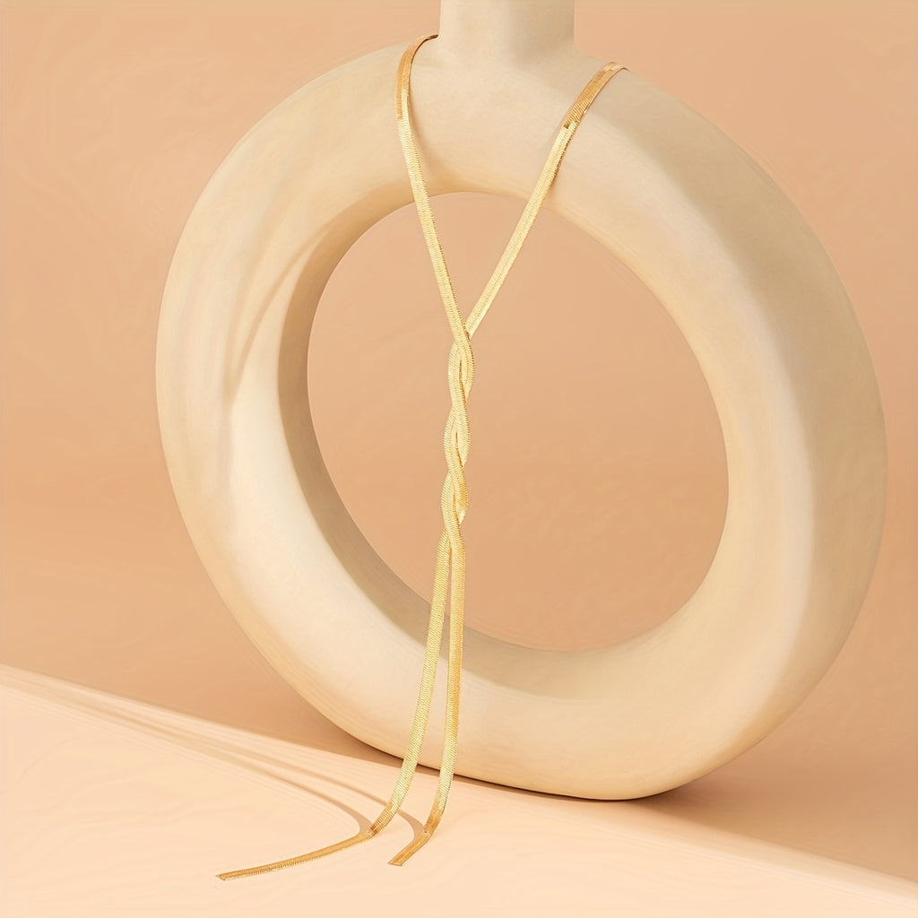 Colar com borla longa e corrente de cobra - NÓ dourado